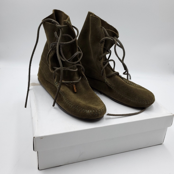 Maje X Minnetonka Suede Laceup Boots 